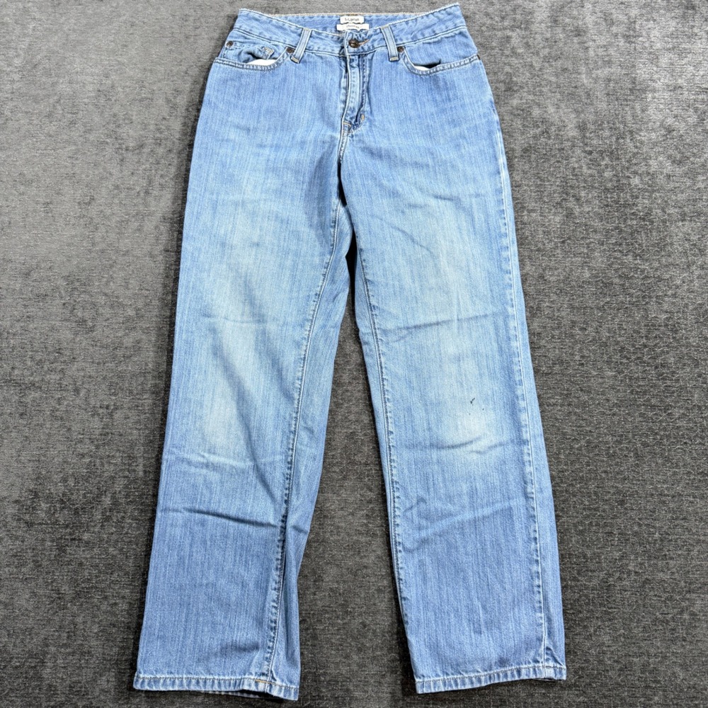 LL Bean Classic Fit Pima Cotton Blend Straight Leg Jeans Light Wash Blue Size 4R